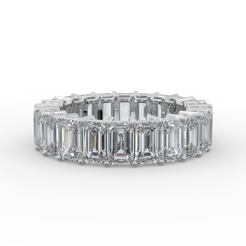 Prong-Set Emerald-Cut-Diamond-Band