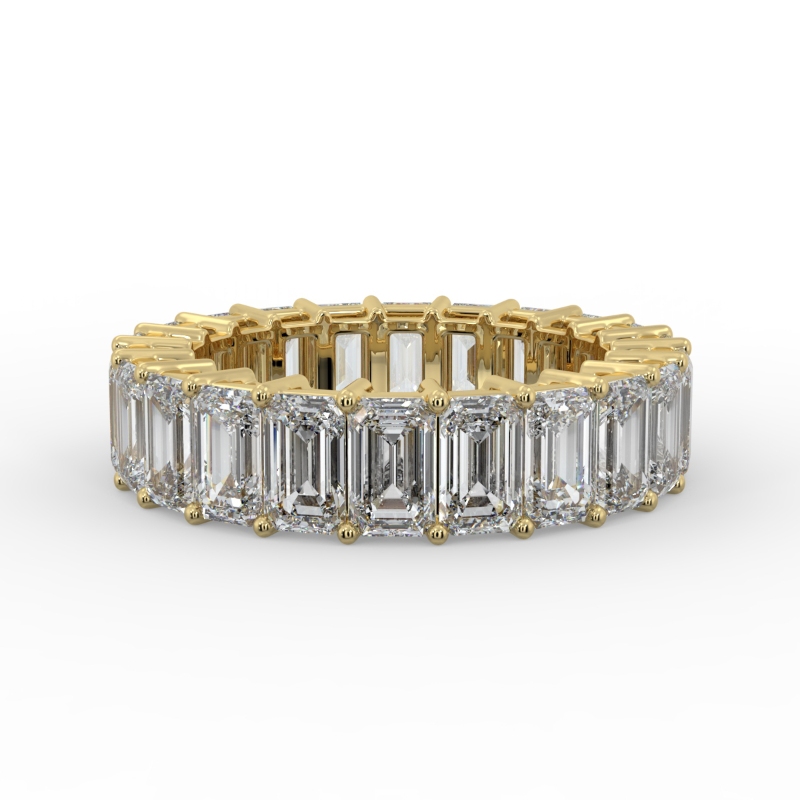 Prong-Set Emerald-Cut-Diamond-Band